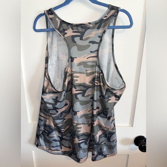 Camo Tank Top with American Flag Pocket - Picture 4 of 4